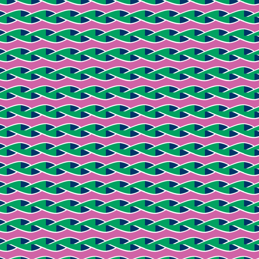 Pipet design Twist mini scarf, Mauve and Green printed silk