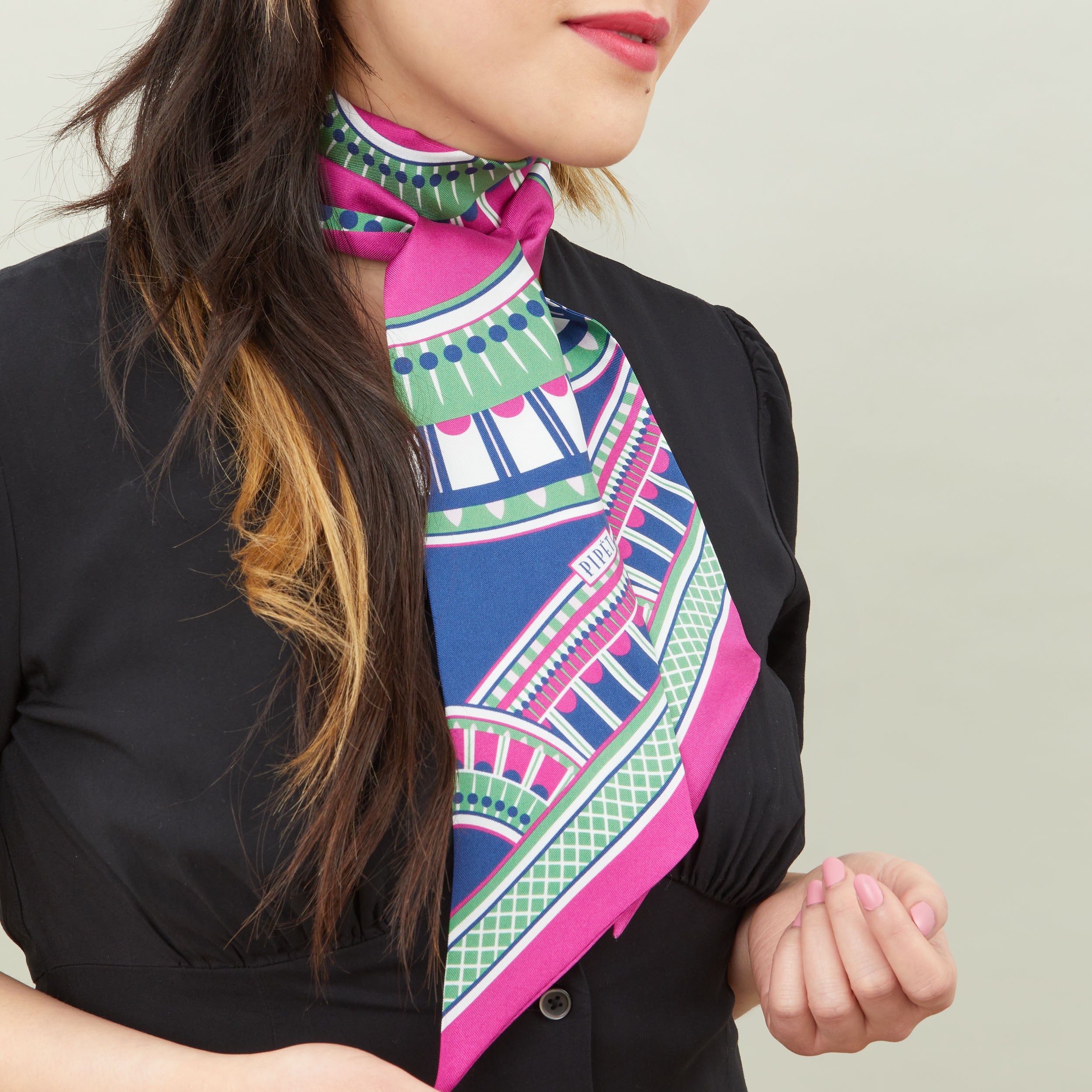 Oxo Skinny Scarf Pink Green
