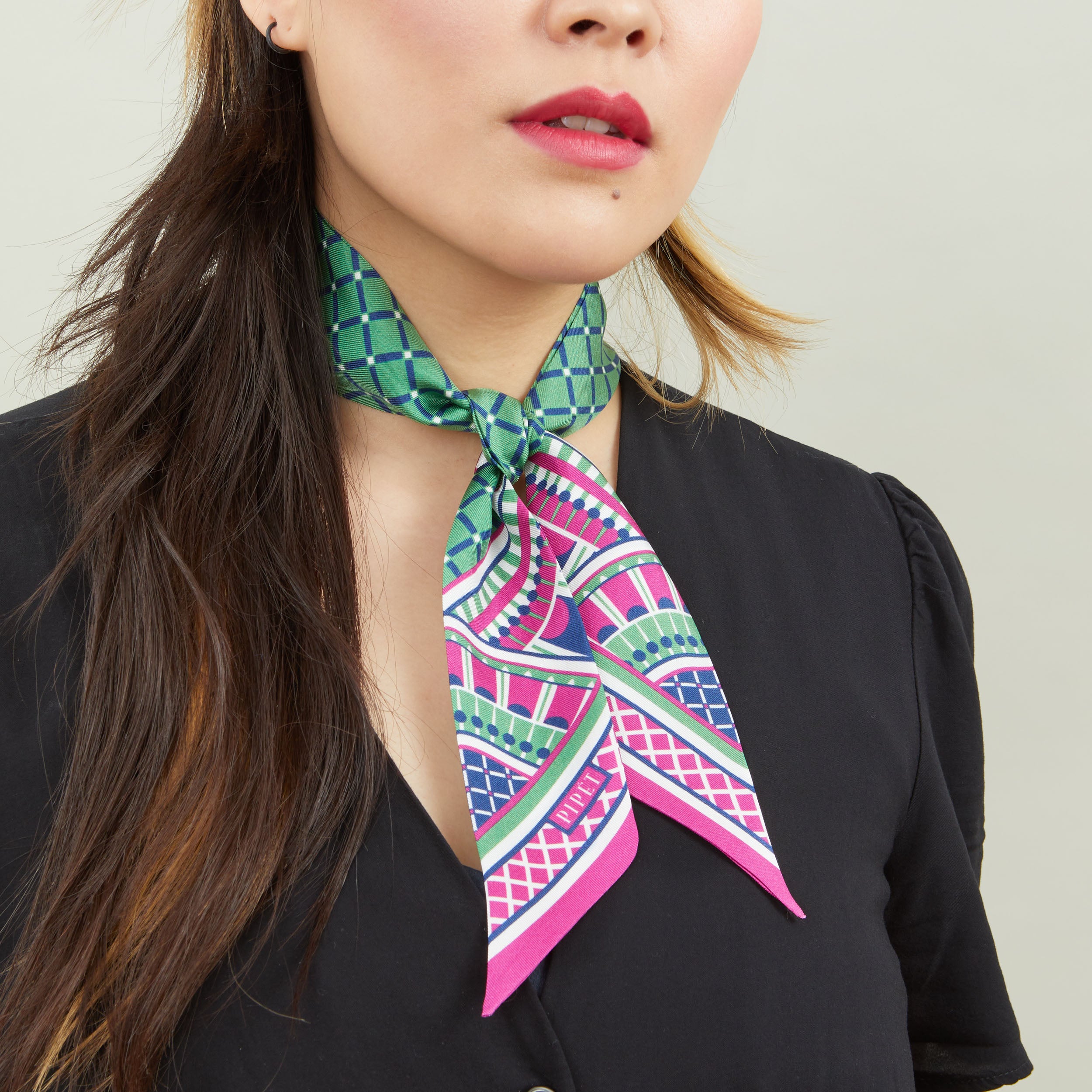 Oxo Mini Scarf Pink Green