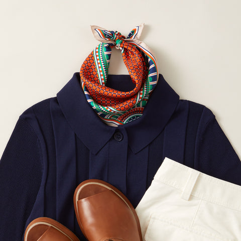 OXO Neckerchief / Pocket Square - Orange/Green