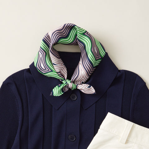 Lasdun Neckerchief / Pocket Square - Navy / Lime