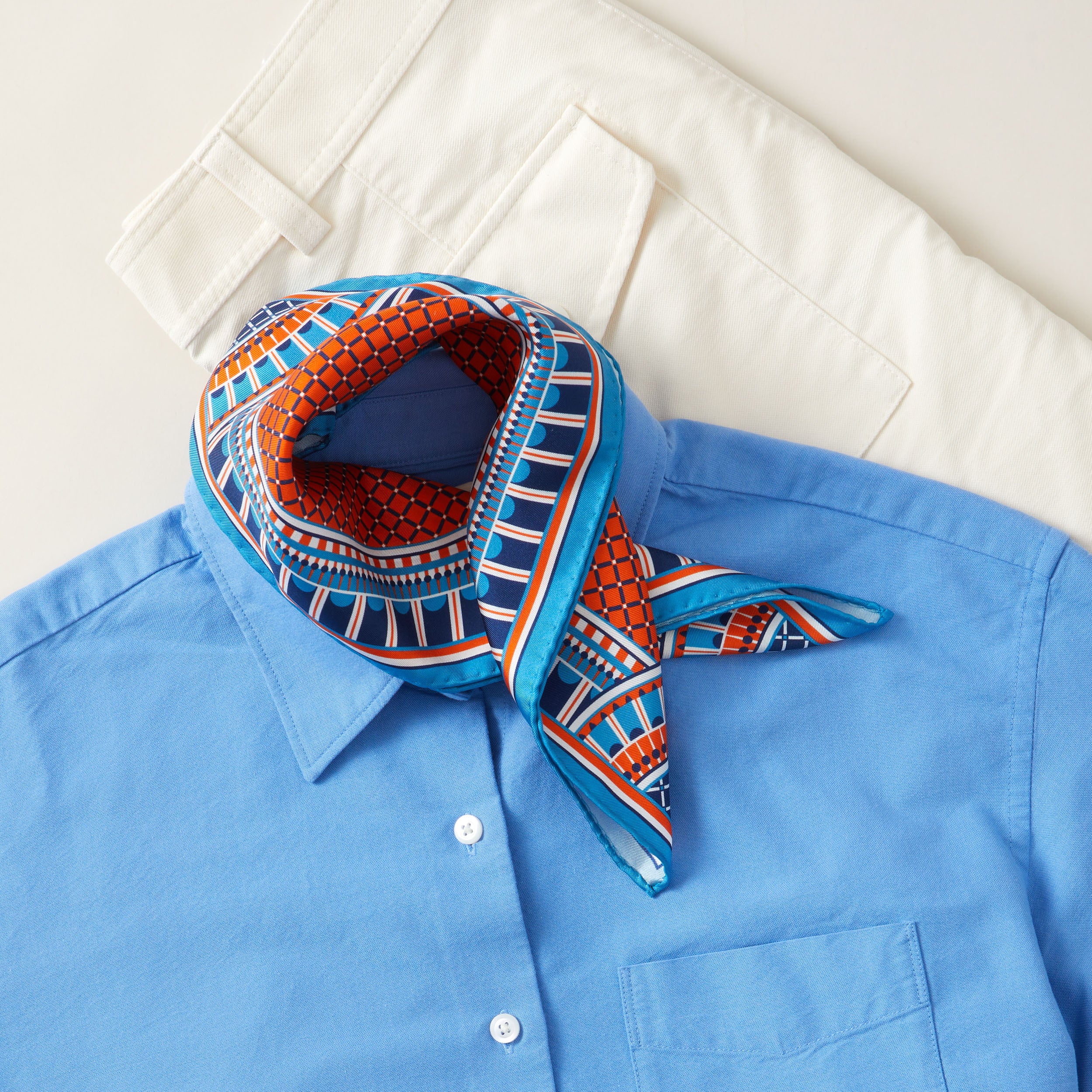 OXO Neckerchief / Pocket Square - Orange/Blue