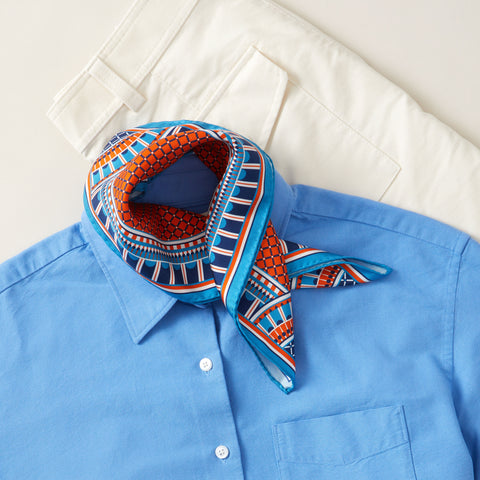 OXO Neckerchief / Pocket Square - Orange/Blue