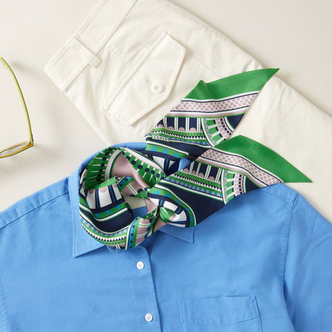 OXO Skinny Scarf - Navy/Lime