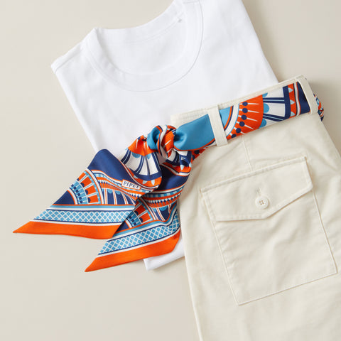 OXO Skinny Scarf - Orange/Blue