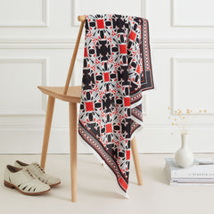 Dufrène 90cm Square scarf - Black / Red