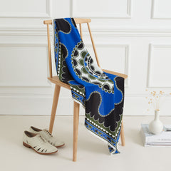 Barbican 90cm Square Scarf - Khaki / Royal