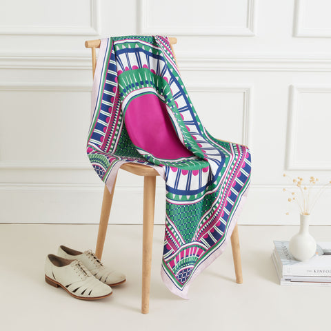 OXO 90cm Square Scarf - Pink / Green