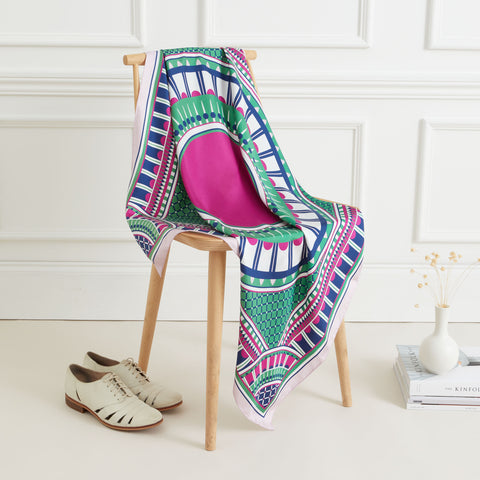 OXO 90cm Square Scarf - Pink / Green