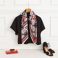 Dufrène 90cm Square scarf - Black / Red