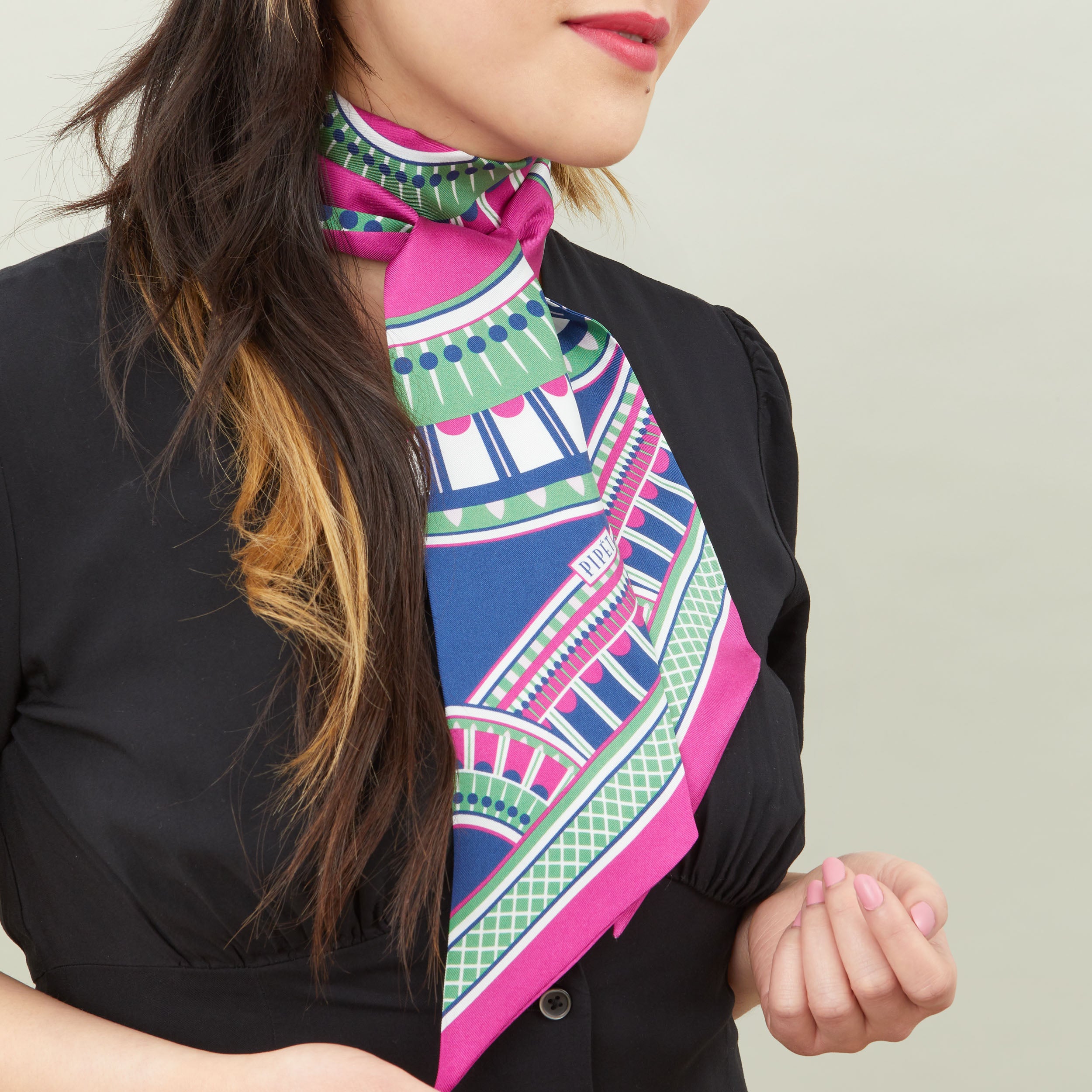 OXO Skinny Scarf - Pink/Green