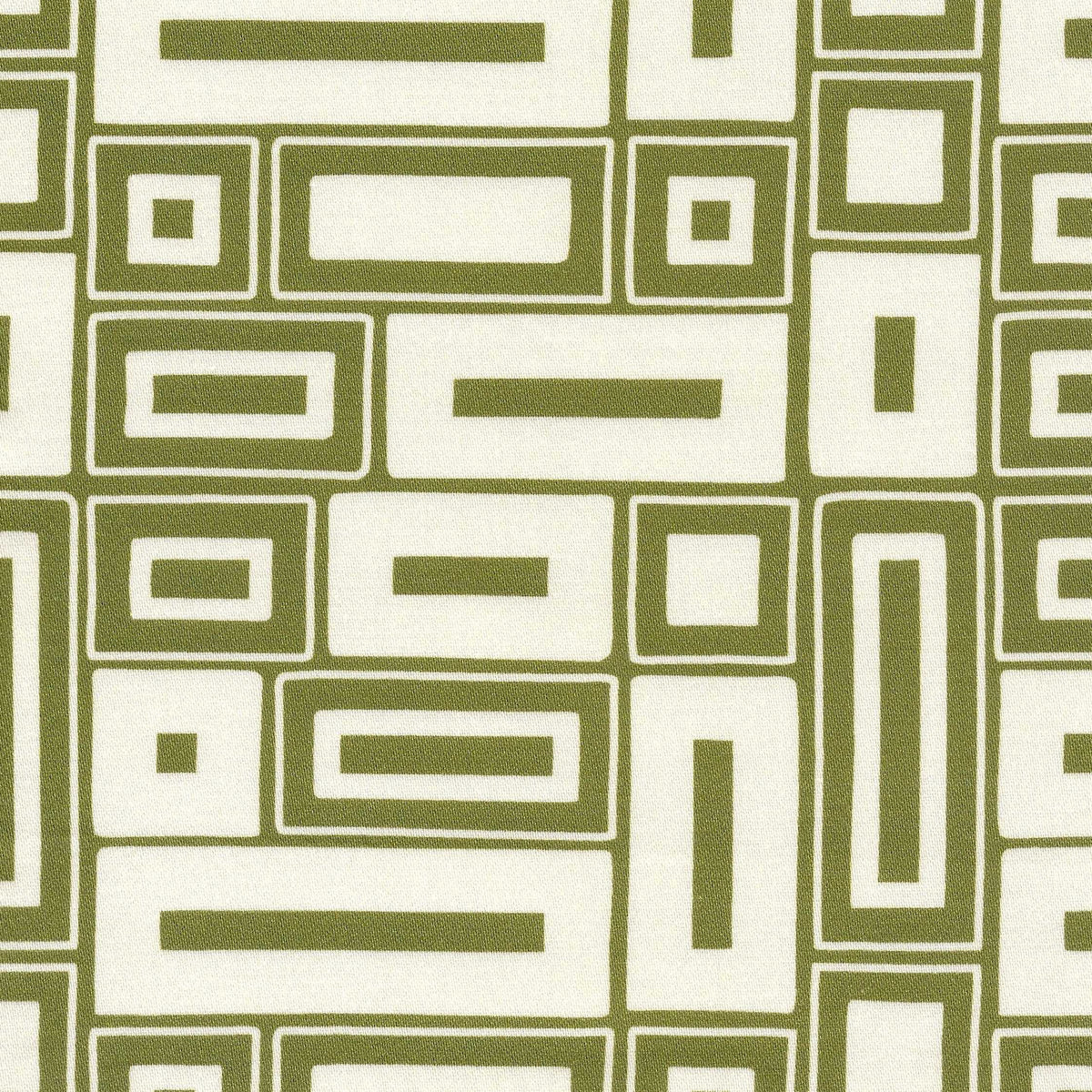 A fresh green motif on a natural ground, this two-colour fabric has the look of a traditional block-printed design