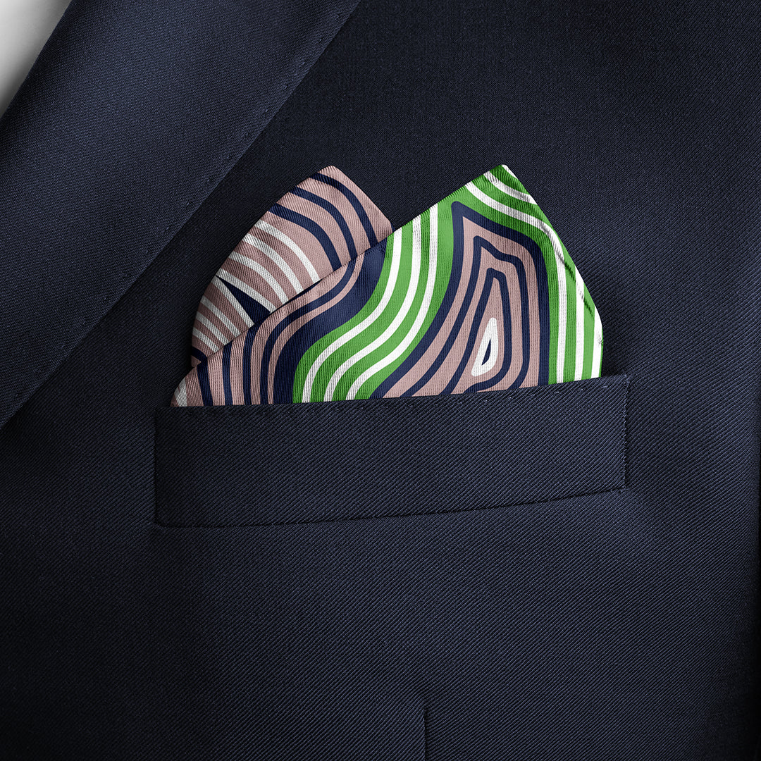 Men's Pocket Square Set - Navy / Lime