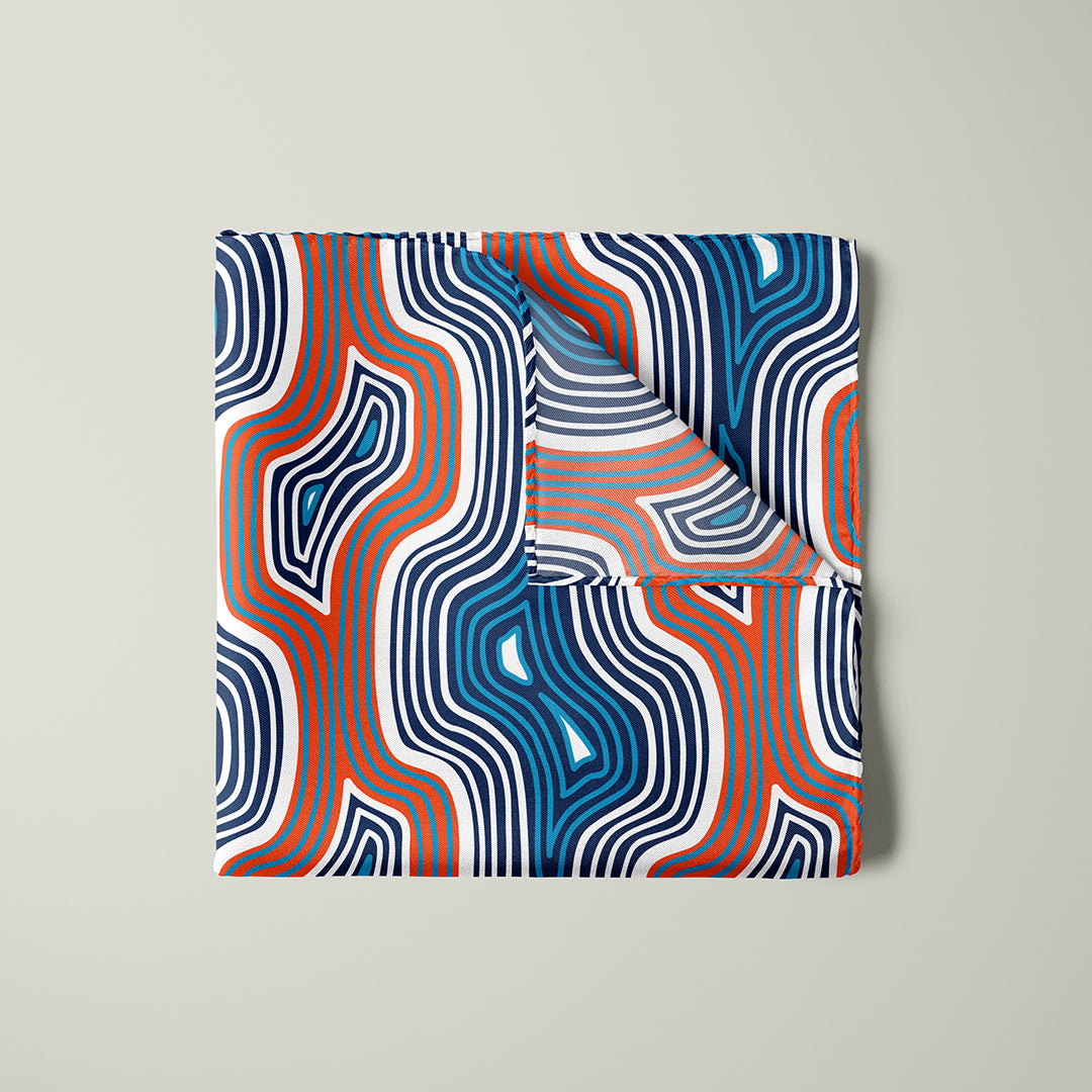 Lasdun Neckerchief / Pocket Square - Orange / Blue
