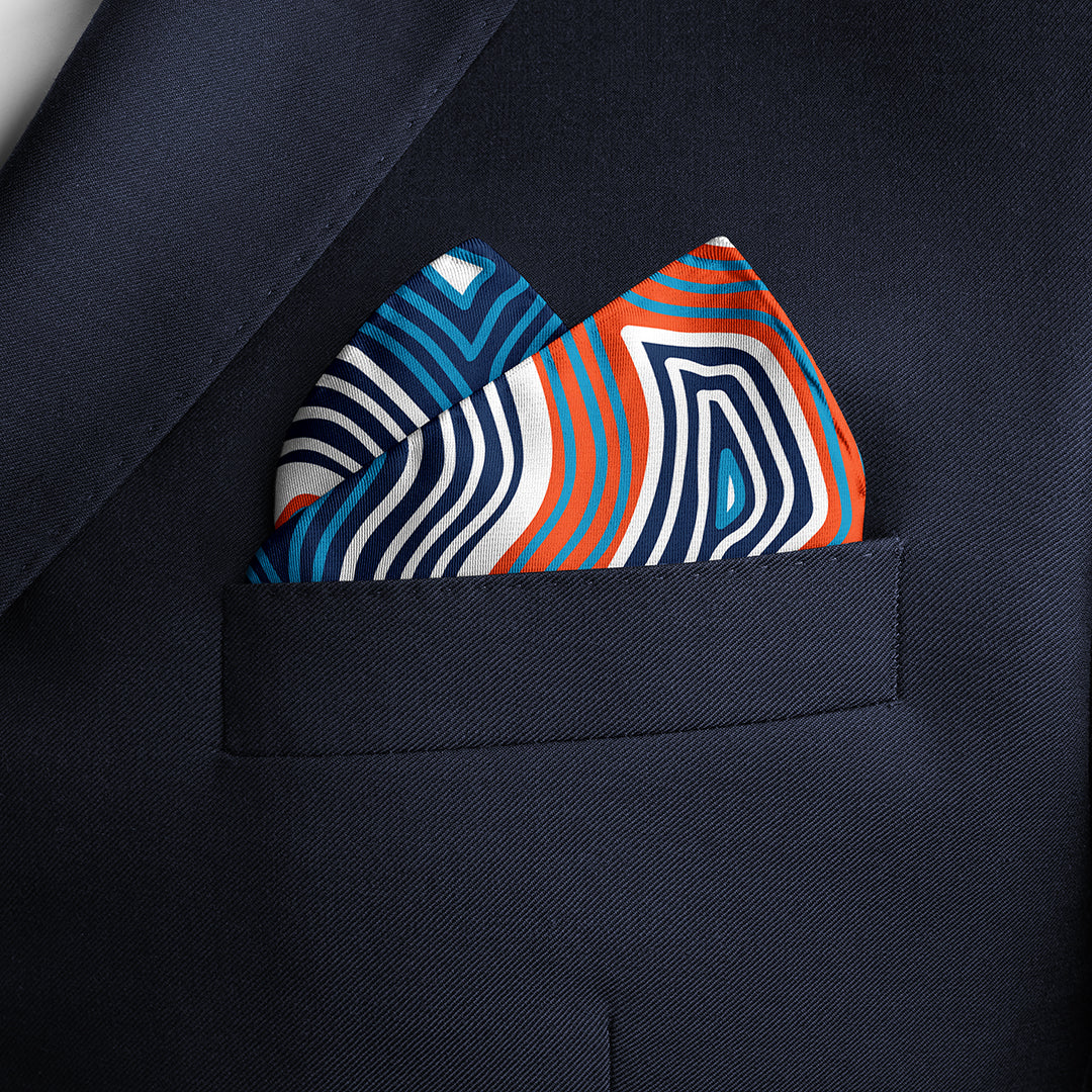 Men's Pocket Square Set - Orange / Blue