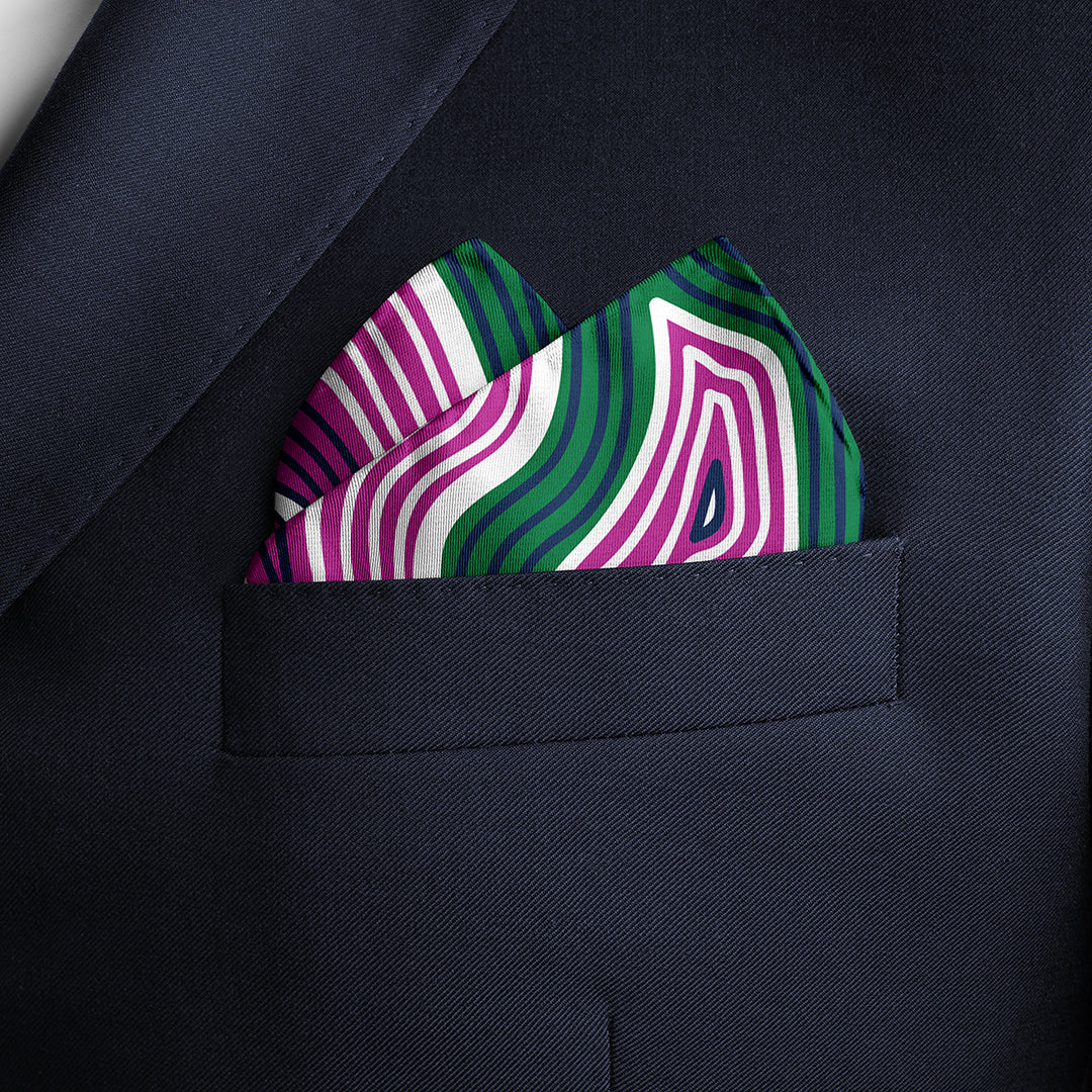 Men's Pocket Square Set - Pink / Green