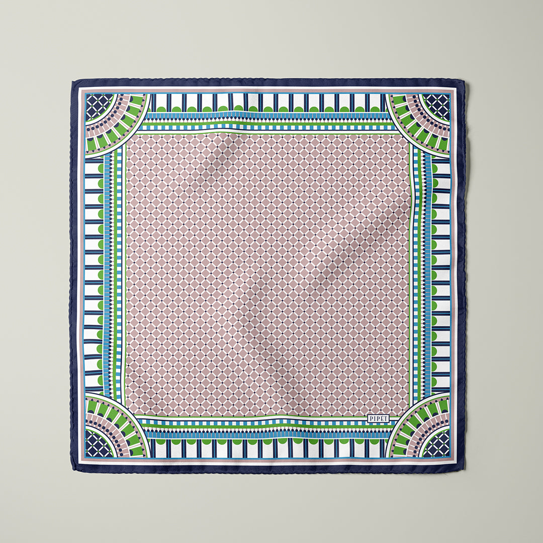 Men's Pocket Square Set - Navy / Lime