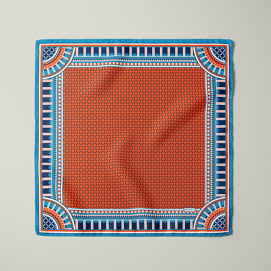 Men's Pocket Square Set - Orange / Blue