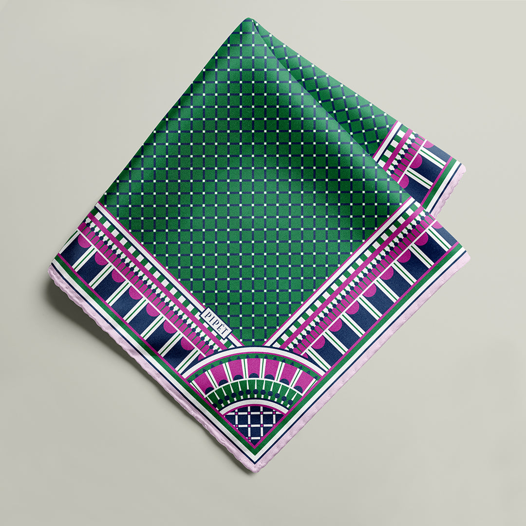 OXO Neckerchief / Pocket Square - Pink/Green
