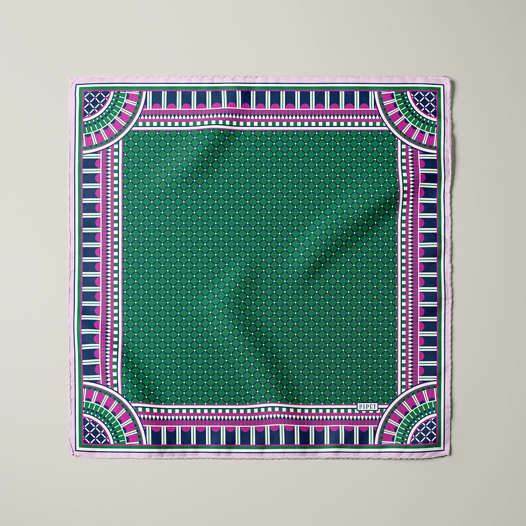 Men's Pocket Square Set - Pink / Green