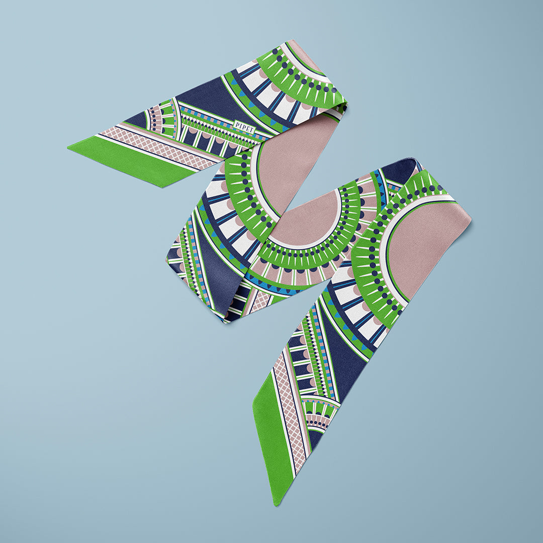 OXO Skinny Scarf - Navy/Lime