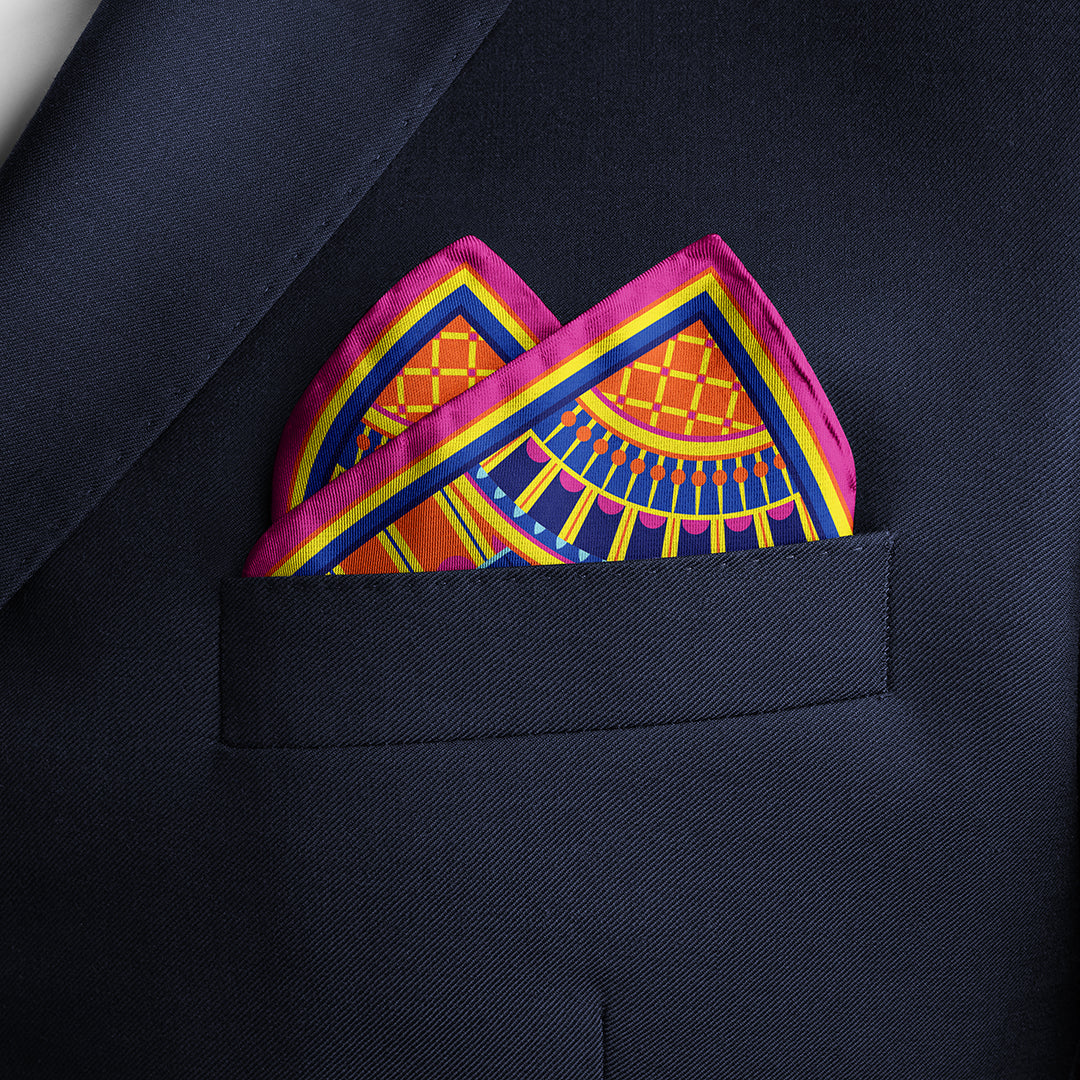 Men's Pocket Square Set - Magenta / Brights