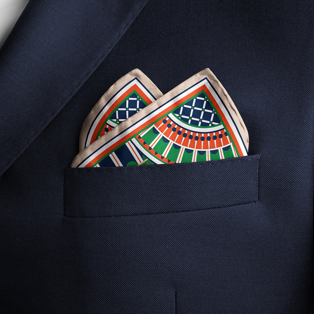 Men's Pocket Square Set - Orange / Green