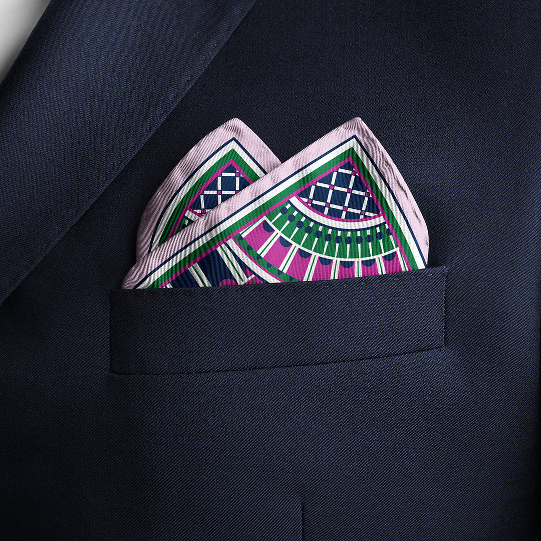 Men's Pocket Square Set - Pink / Green