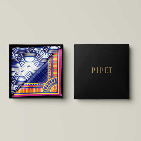 Men's Pocket Square Set - Orange / Blue