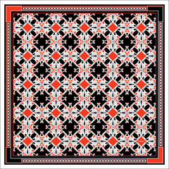 Dufrène 90cm Square scarf - Black / Red