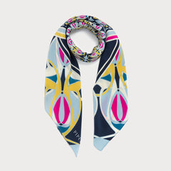 Warner 90cm Square scarf - Navy / Fuchsia