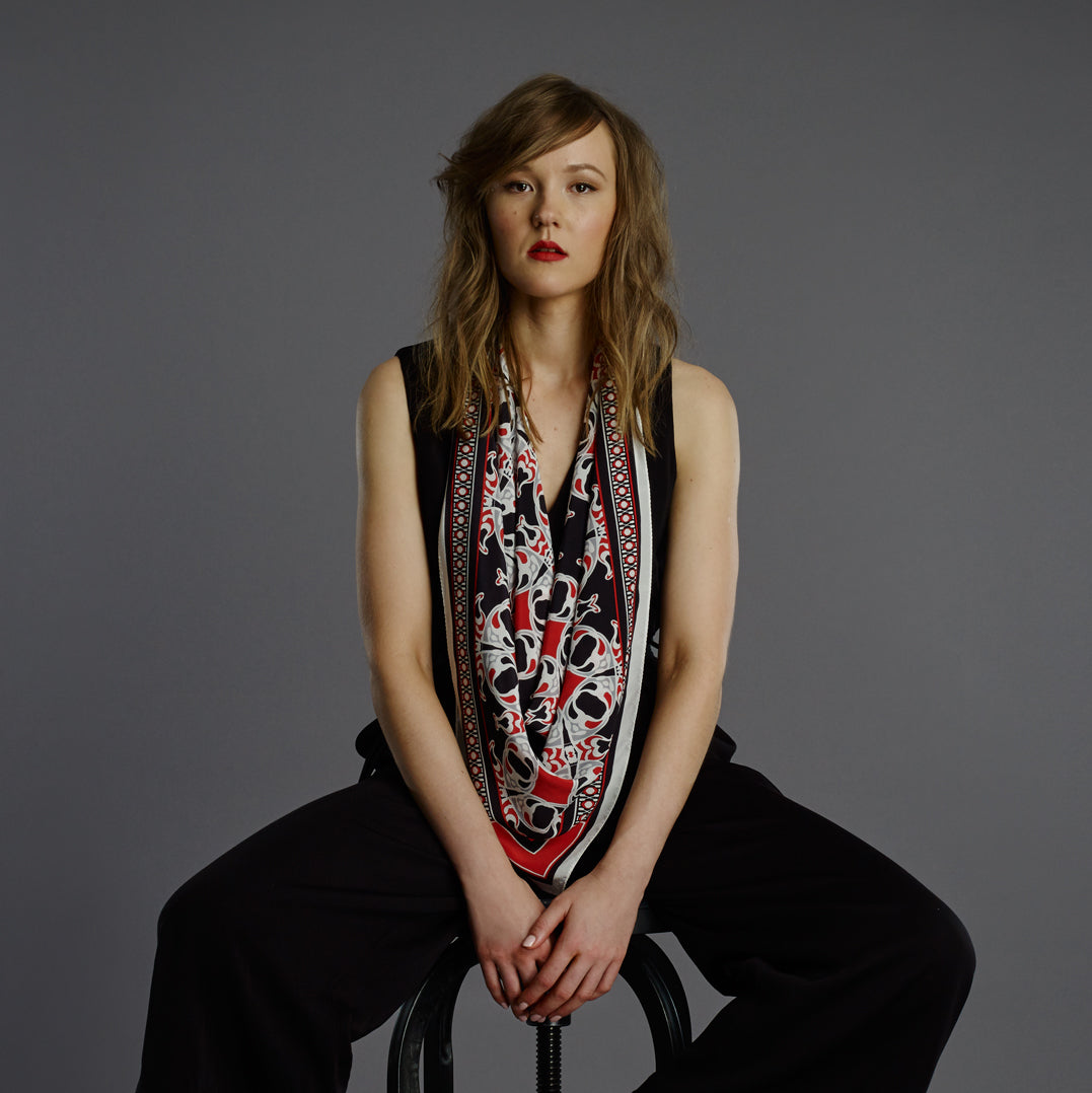 Dufrène 90cm Square scarf - Black / Red