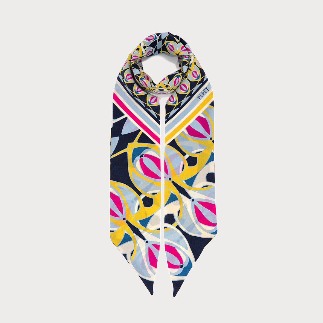Warner Skinny Necktie - Navy / Fuchsia