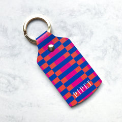Good Day, printed leather key ring, made from recycled leather in the UK. 