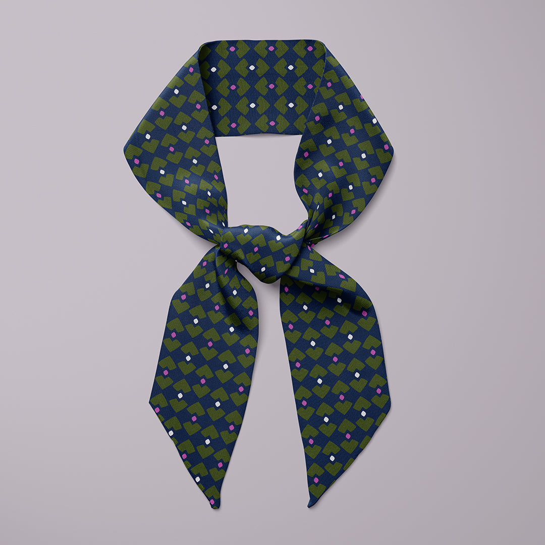Graphica Mini Scarf - Khaki / Navy