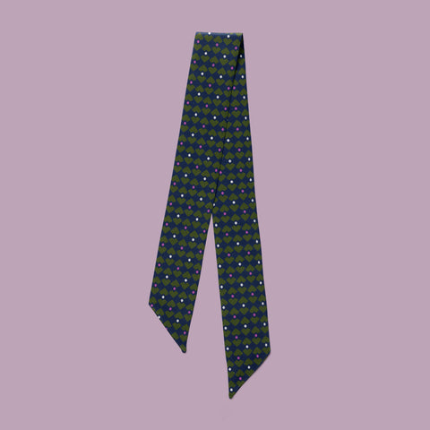 Pipet Design Graphica mini scarf, Mauve and Navy printed silk