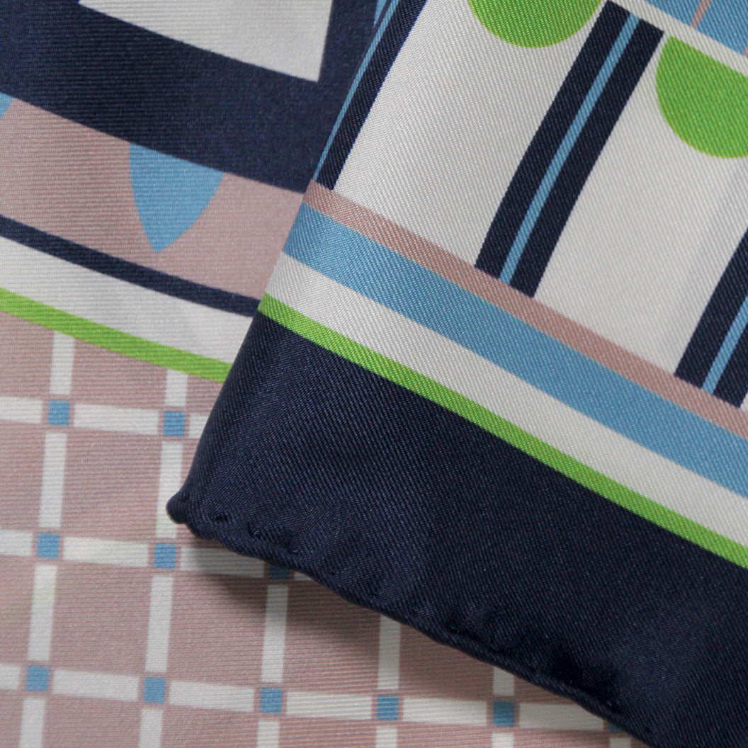 OXO 90cm Square Scarf - Navy / Lime